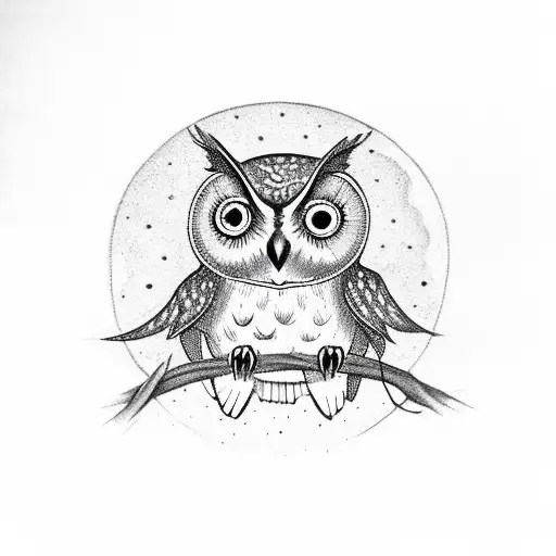 An Owl Perched On A Glowing 44 Symbol With Moonlight Shining In The Background