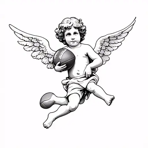 A Cherub Angel Holding A Football