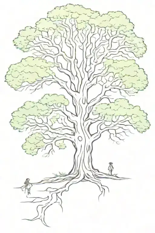 Forest And Family Tree Silhouette