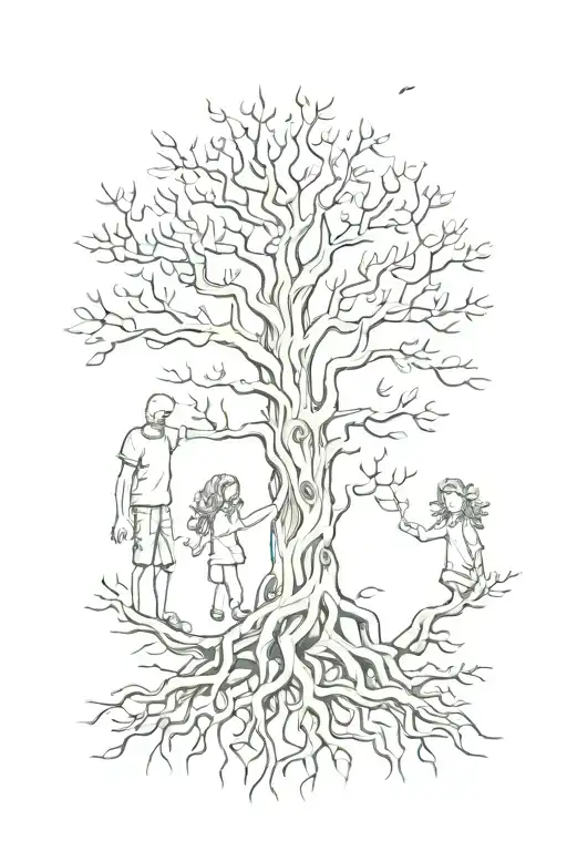 Tree Growing Roots Family Kids