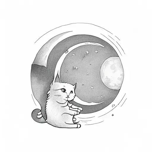 Two Ghosts One With A Book One With A Cat Sun And Moon