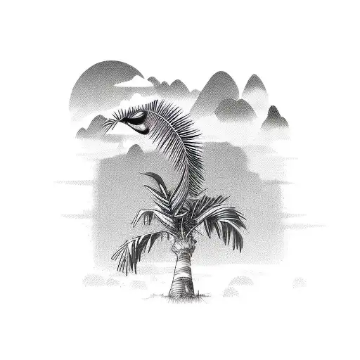 Palm Tree And Bird