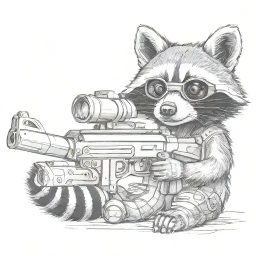 Raccoon With Goggles And Gun