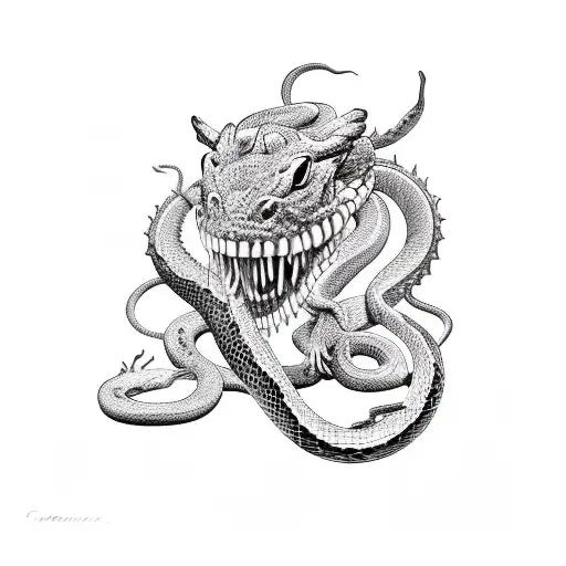 A Demon Eating A Snake
