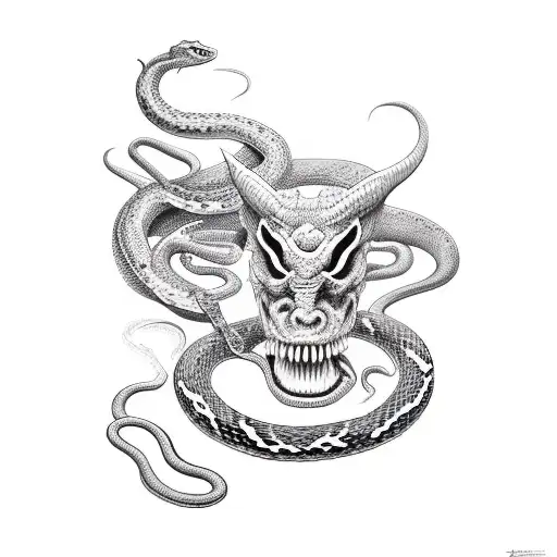 A Demon Eating A Snake
