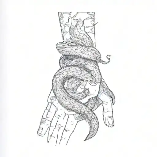 A Woman's Hand With A Snake On It