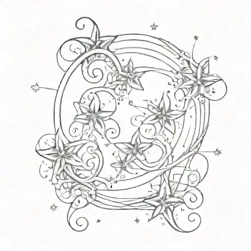 Dreamy Swirl Two Stars Connected Line