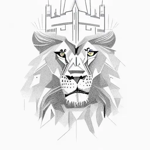 Design A Lion With A Cityscape Silhouette In The Background