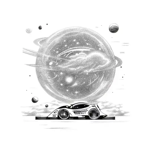 A Sleek Motorcycle Racing Through A Cosmic Galaxy Filled With Anime Characters