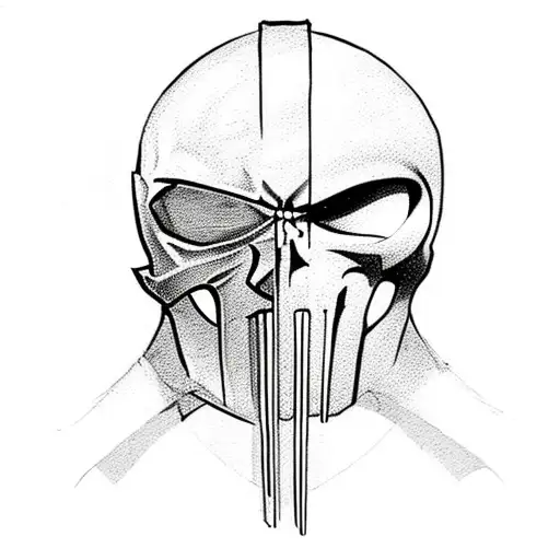 Punisher Skull With Spartan Helmet And Batman Cowl