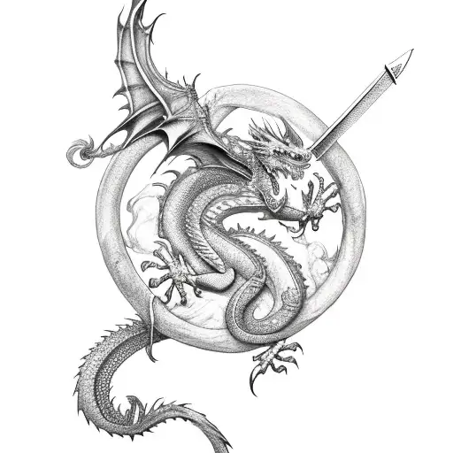 Dragon Wrapped Around A Legendary Sword