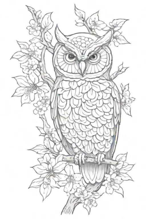 Cherry Blossom Owl