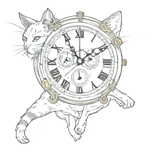 Cat And Time Clock