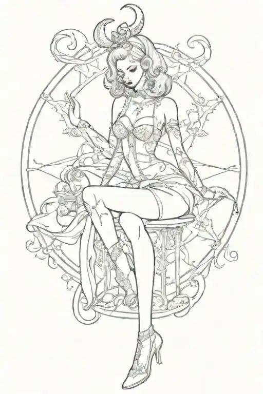 Pinup Girl Goth Death Satanic
