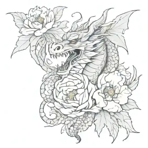 Dragon With Peonies
