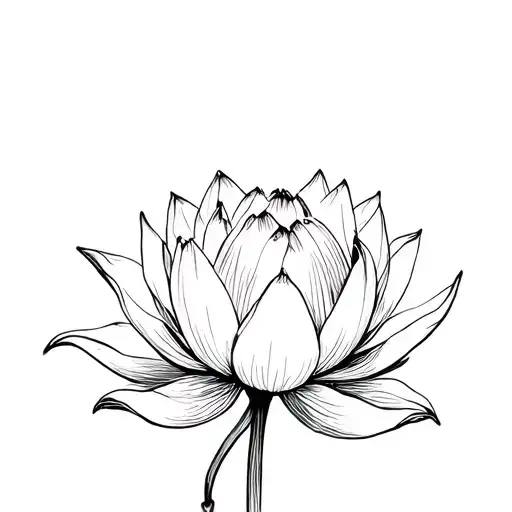 Lotus Flower Blooming With Stem