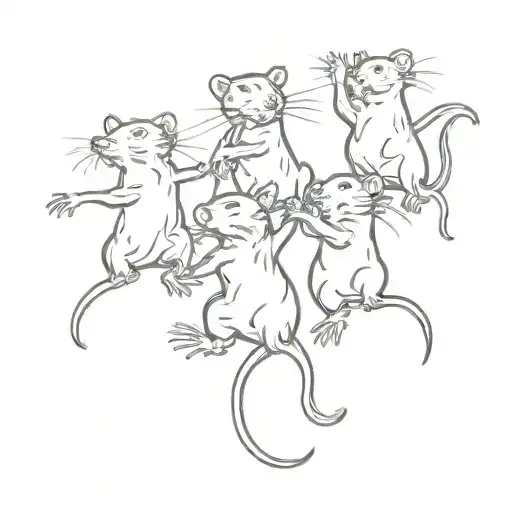 Four Rats Dancing In Line