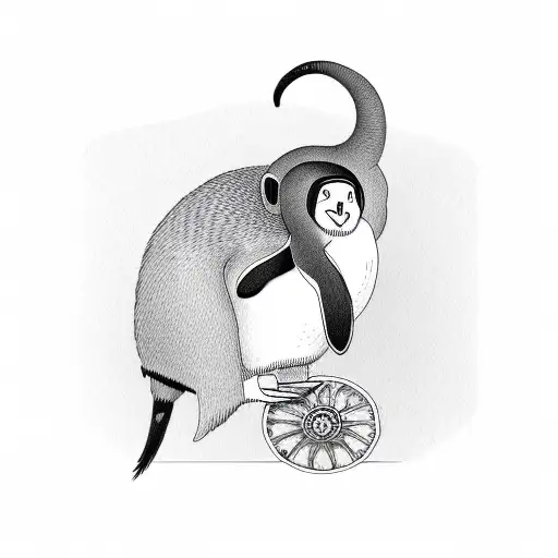 Penguin Riding A Monkey