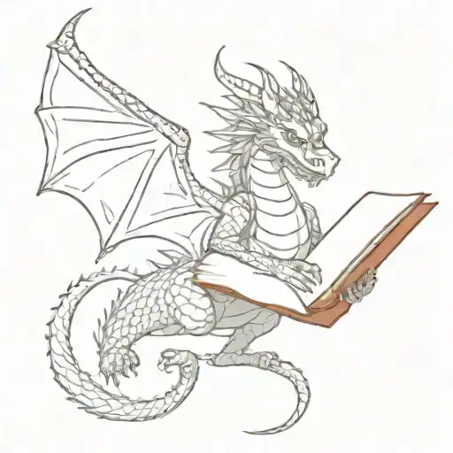 Dragon Flying Holding A Book