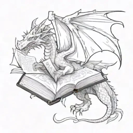 Dragon Flying Holding A Book On His Bottom Paes