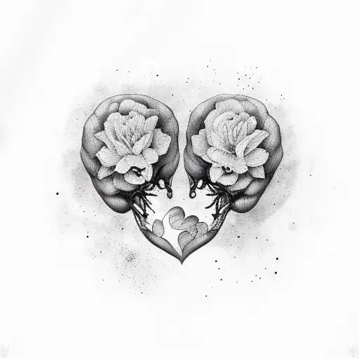 Half Heart Half Brain With Floral