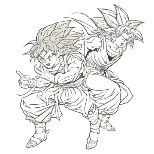 Son Goku And Chichi Back To Back