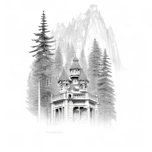Army Corps Engineer Castle Surrounded By Evergreen Mountain Forest