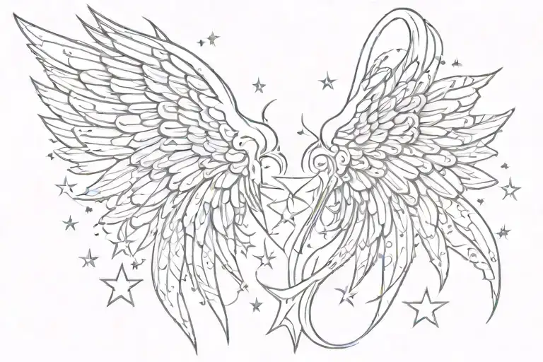 Angel Wing And Stars