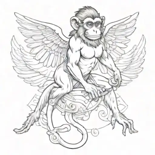 Monkey On Merkvana Tank With Wings Of Angel On The Monkey Back