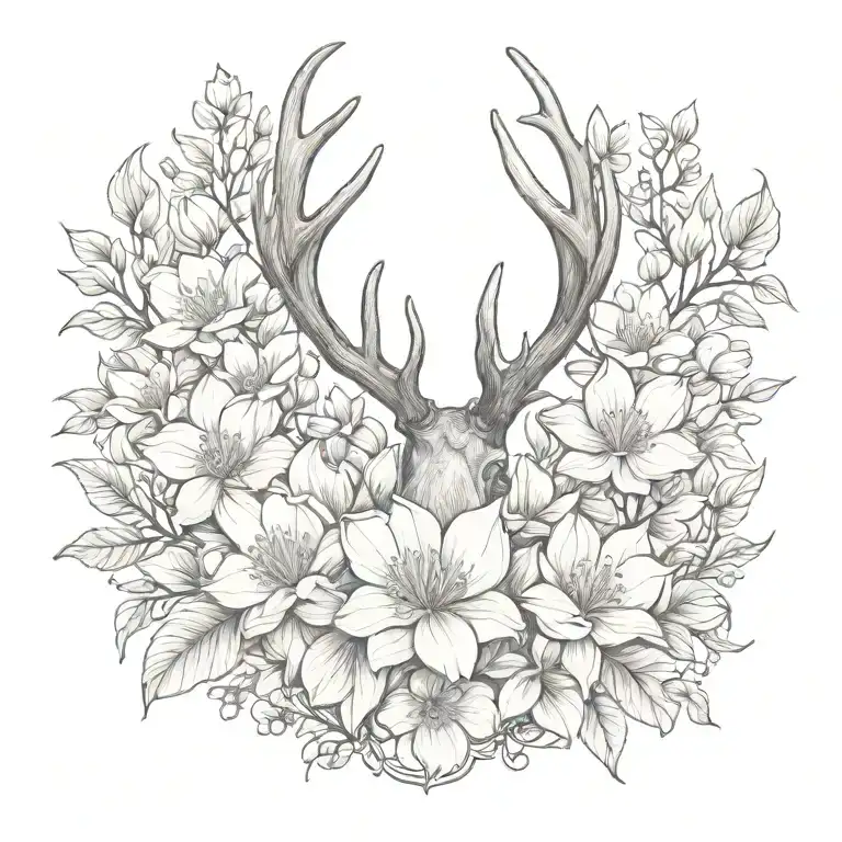 Antler And Magnolias Blooming Name
