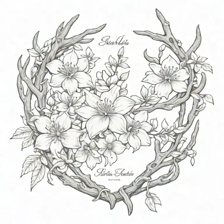 Antler And Magnolias Blooming Name