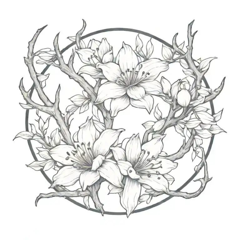 Antler And Magnolias Blooming Name