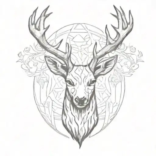 Stag Head With Antlers Of Fire