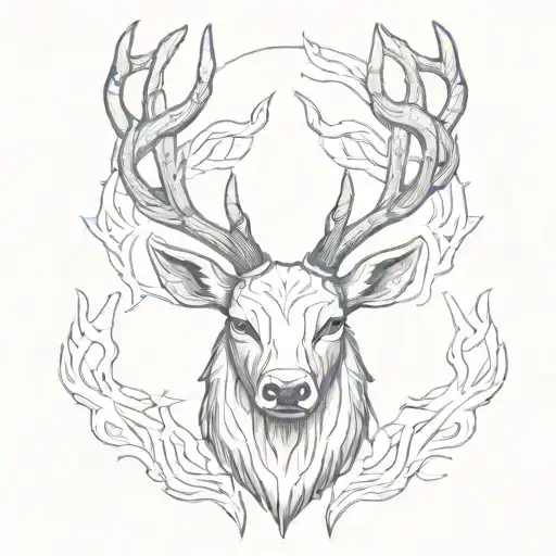 Stag Head With Fire Antlers