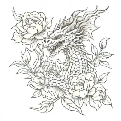 Dragon With Peonies