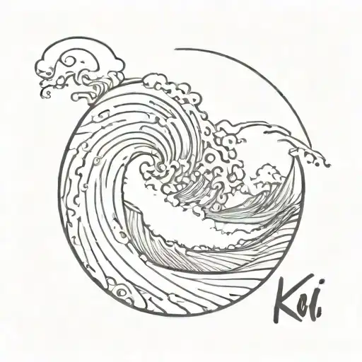 A Simple Sea Wave Line With The Name Kai Written In It
