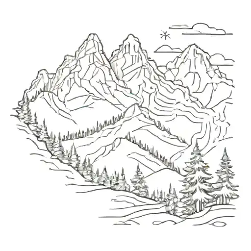 Simple Forrest With Mountains In The Background