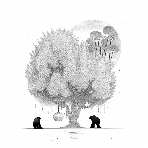 Bear Under Willow Tree