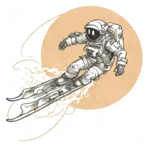 Astronaut Snowboarding Through Space