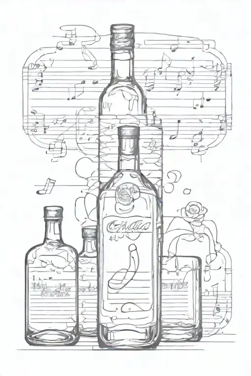 Sheet Music Notes As Whiskey Bottles