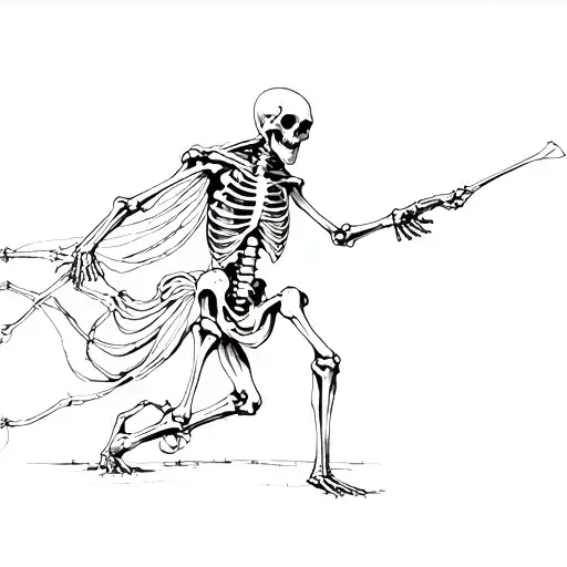 Grim Reaper Chasing A Human Skeleton
