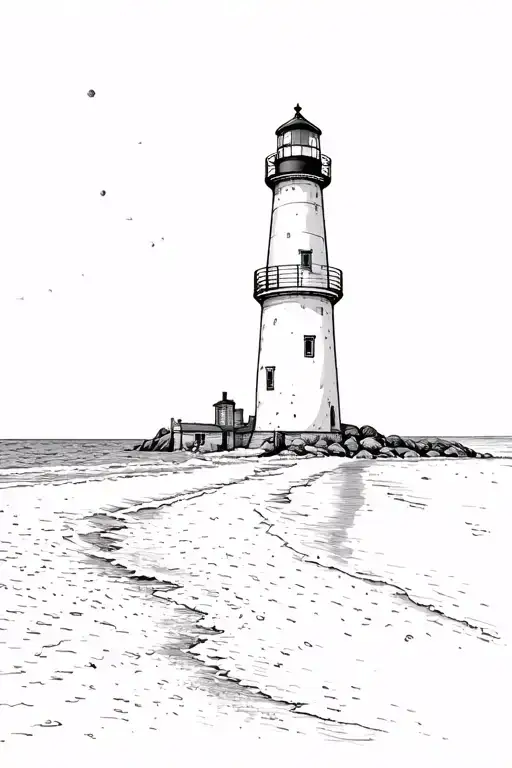 Fine Line Lighthouse On The Beach Landscape