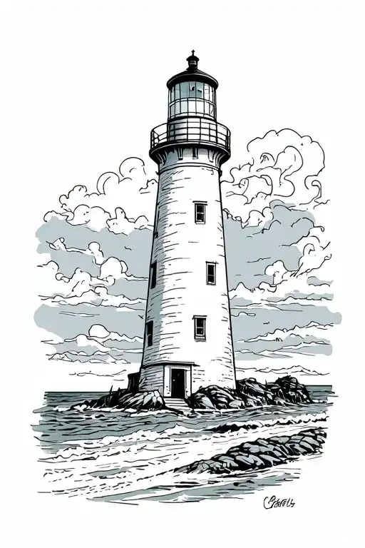 Fine Line Lighthouse On The Beach Landscape