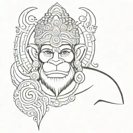 Simple Black And White Lord Hanuman