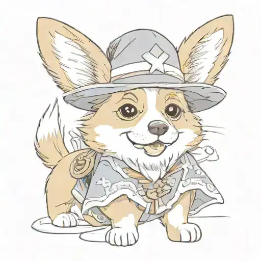 A Corgi Dressed As Luffy From One Piece Playing Yugioh Card Game Fish Deck