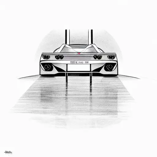 Back Of A Ferrari Coupe Riding In A Road Towards The Sunset With The Ba