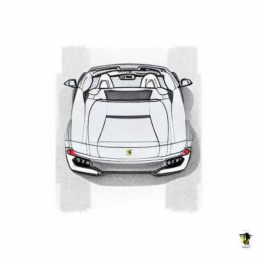 Back Of A Ferrari Convertible Riding In A Road Towards The Sunset With The Ba