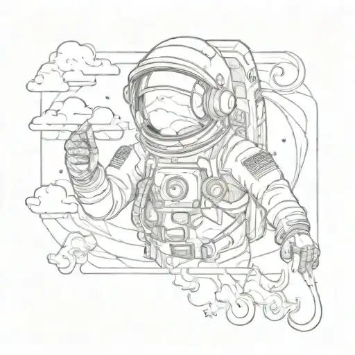 Animated Astronaut Shh Picture Tattoo Deaign
