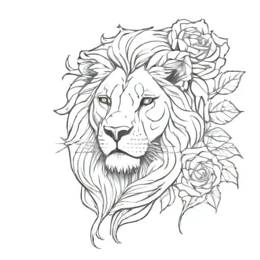Lion Head And Rose