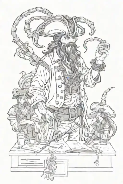A Teacher With A Scorpion Crown Teaching A Class Of Pirate Students